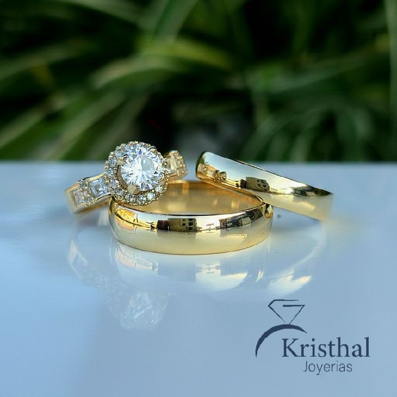 Trío de argollas de matrimonio — Joyería Kristhal